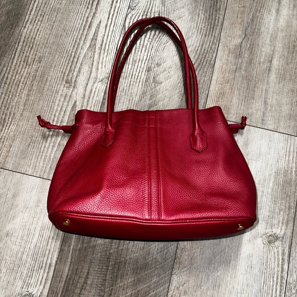 Beautiful BARR+BARR NY pebbled leather red SHOULDER HOBO SATCHEL TOTE HANDBAG - Picture 7 of 10